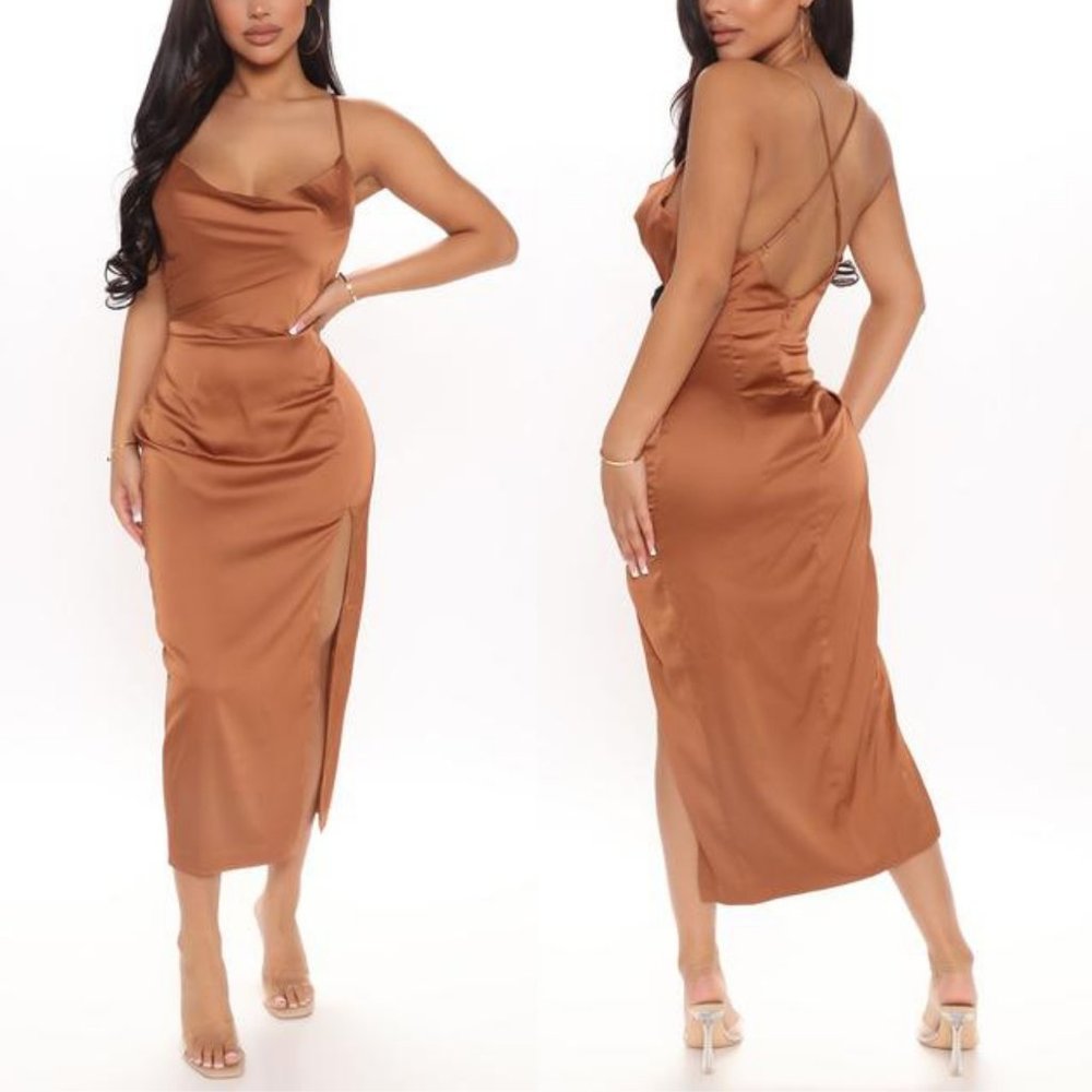 Give It All To Me Satin Midi Dress